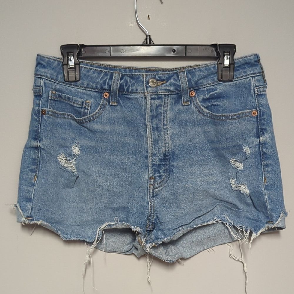 Old Navy Light Blue High-Waisted Jean Shorts with Distressed Hem